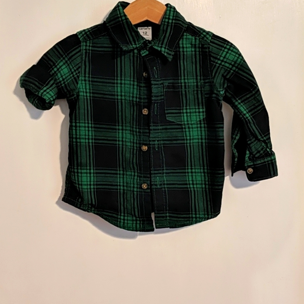 Black and green button down oxford
